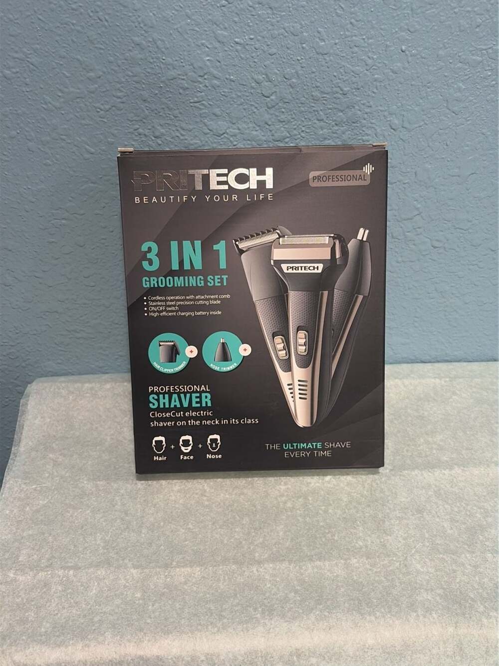 Pritech Professional 3-in-1 Grooming Set Hair Clipper Foil Shaver Nose Trimmer